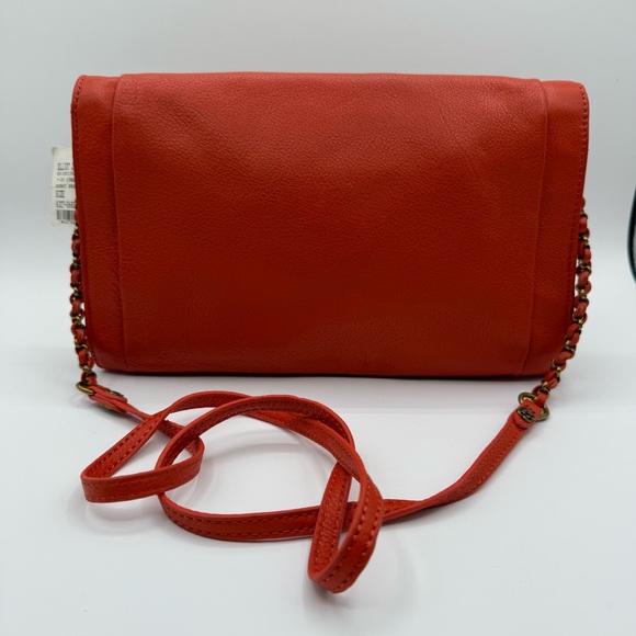 Elliott Lucca Cordoba Orange Leather Shoulder/Clutch with Gold-Toned Closure - Picture 6 of 17